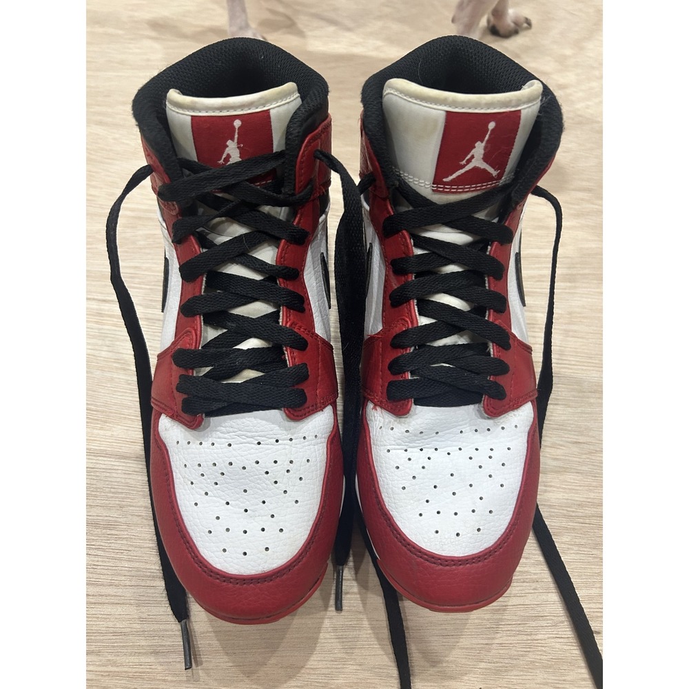 Nike Air Jordan 1 Mid MCS Kids FB Cleats Red White Black Size 6Y